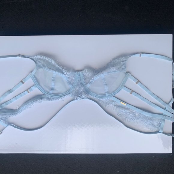 Bluebella Alexandra Bra Longline Blue Mesh Lace Underwired 34C - Picture 3 of 5